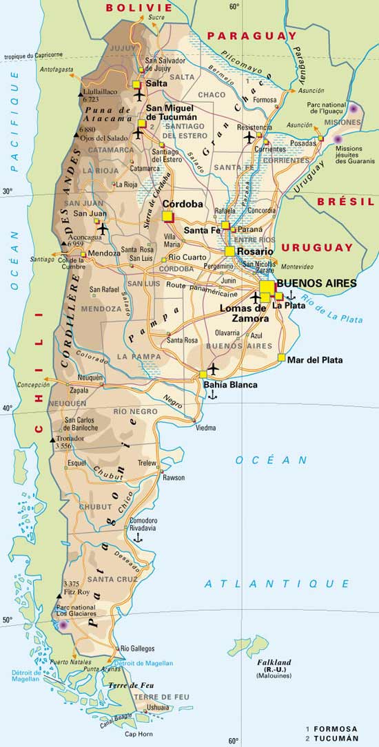 CARTE de l' ARGENTINE