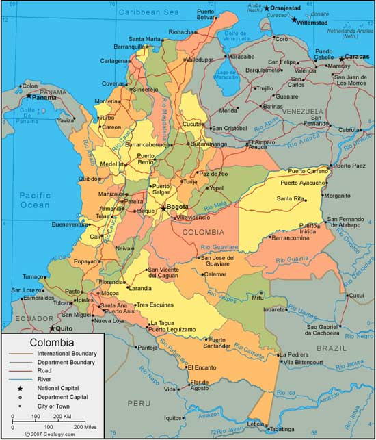 CARTE de la COLOMBIE