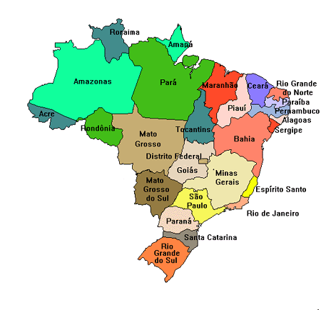 CARTE des REGIONS du BRESIL
