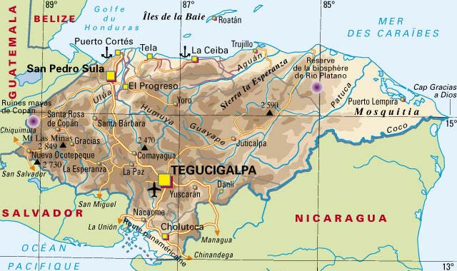 CARTE DU HONDURAS