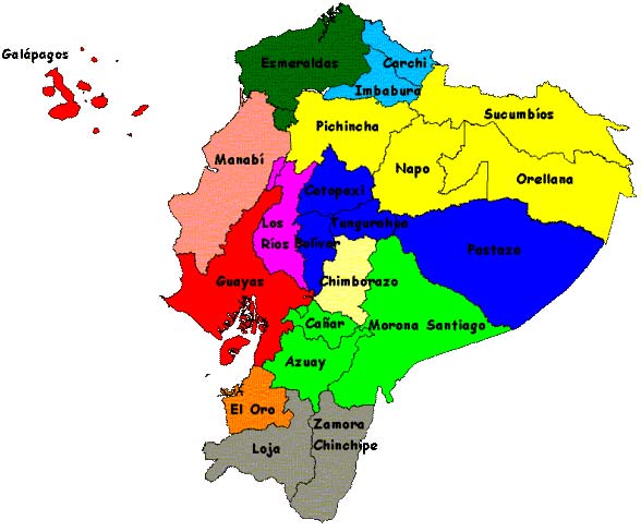 CARTE des REGIONS - EQUATEUR