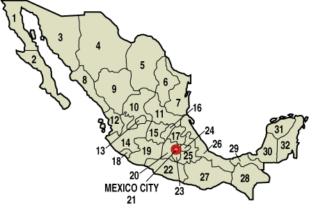CARTE des ETATS MEXICAINS