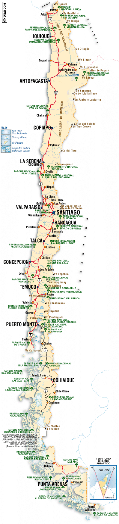 CARTE des PARCS CHILIENS