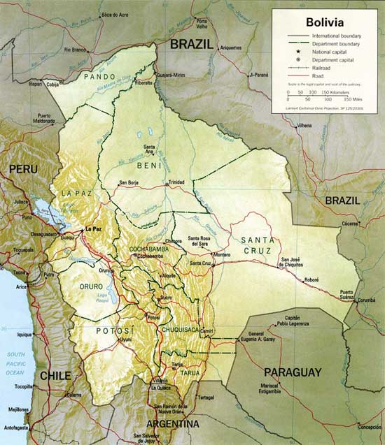 CARTE du RELIEF - BOLIVIE