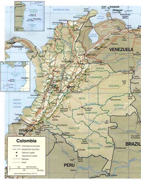 CARTE du RELIEF COLOMBIEN