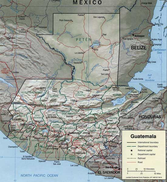 CARTE du RELIEF - GUATEMALA