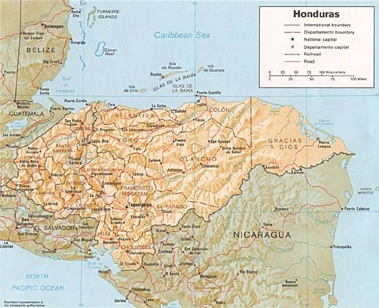 CARTE du RELIEF - HONDURAS