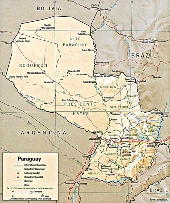 CARTE du RELIEF du PARAGUAY
