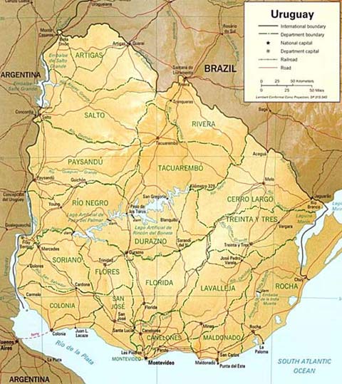 CARTE RELIEF - URUGUAY