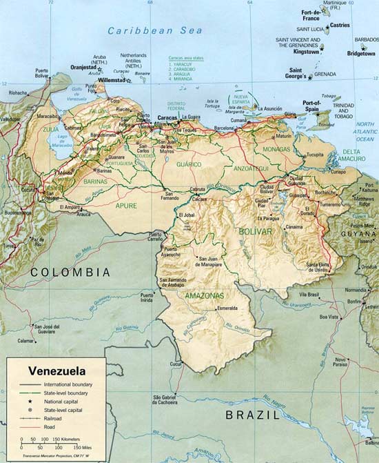 CARTE du RELIEF - VENEZUELA