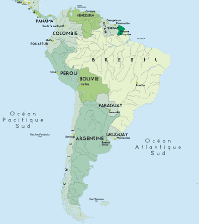 CARTE de l' AMERIQUE du SUD